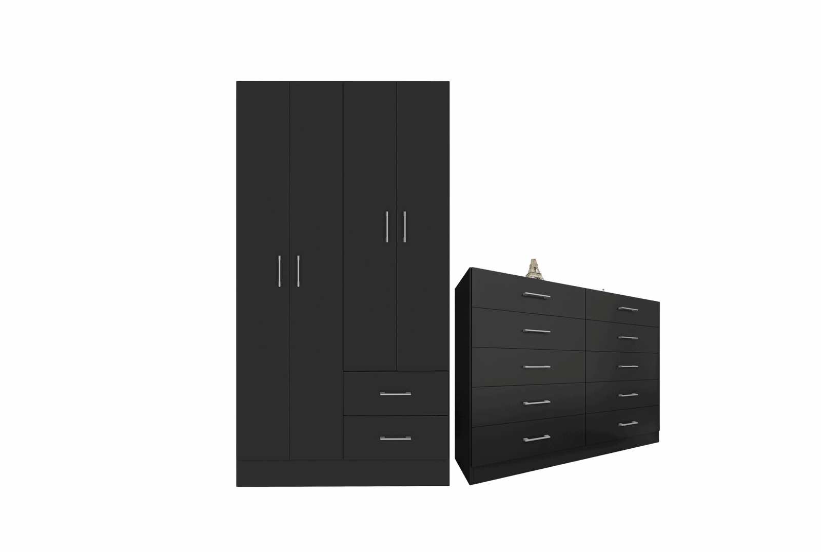 Guarda-Roupa 4 Portas Panamá 4002 + Cômoda 10 Gavetas Caribe Preto – FELLICCI - Imagem 2