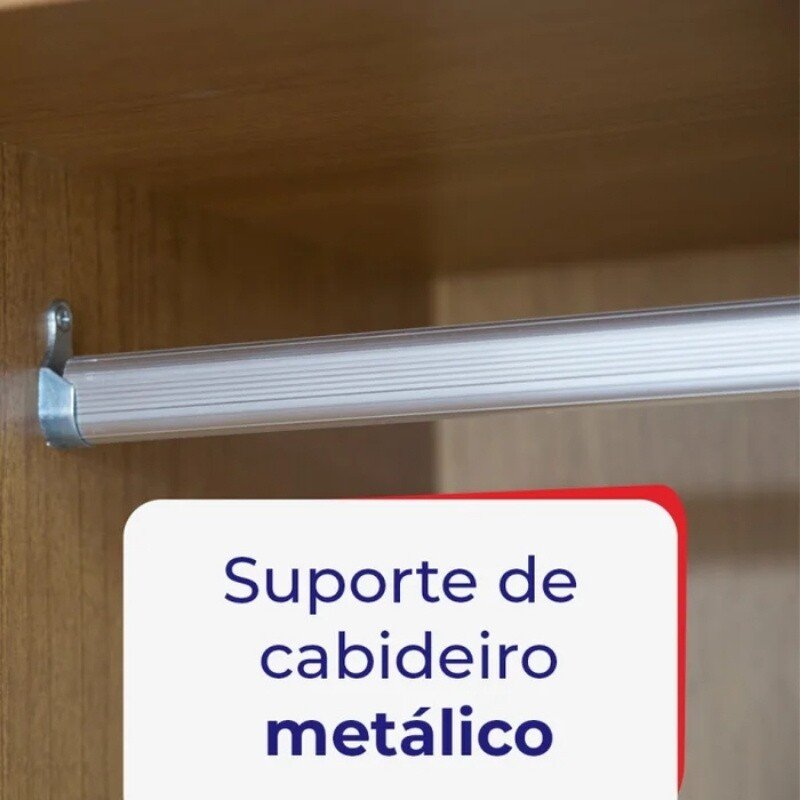 Roupeiro Titanium Branco 2 Portas C/ 1 Espelho Detalhe Ripado 100% MDF Larg. 2.20m - D Doro - Imagem 9