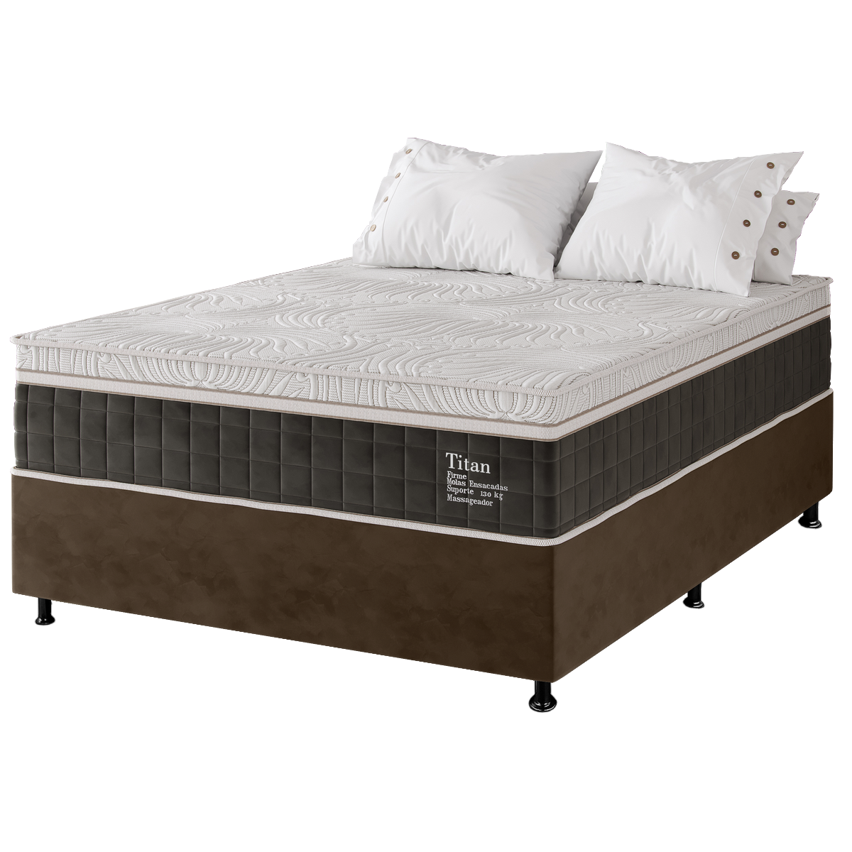 Colchão Casal Massageador Titan/Thor 34 cm D28 Molas Ensacadas + Base Box Simples Corino Marrom – VIERO + BIOSTAR - Imagem 5