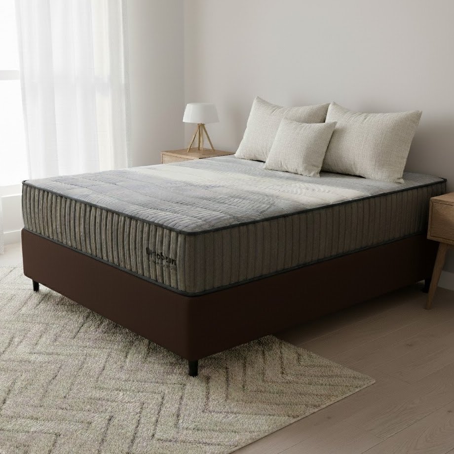 Colchão Casal Exclusive Foam 30 cm HR 33 + Base Simples Corino Marrom – ORTOBOM + BIOSTAR