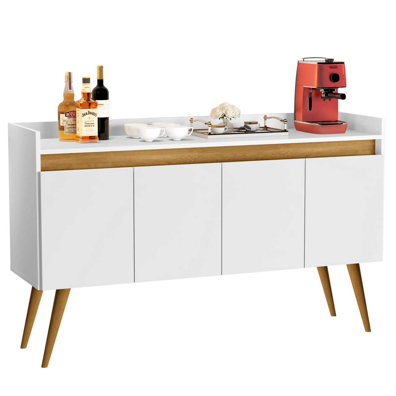 Buffet 4 Portas Gold Branco/Mel/Branco - MOVEIS PRIMUS - Imagem 6
