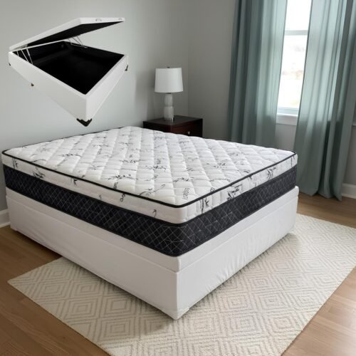 Colchão Casal Prime Light 30 cm D28 Molas Ensacadas + Base Baú Corino Branco – ORTHOPRIME + ALTO NÍVEL