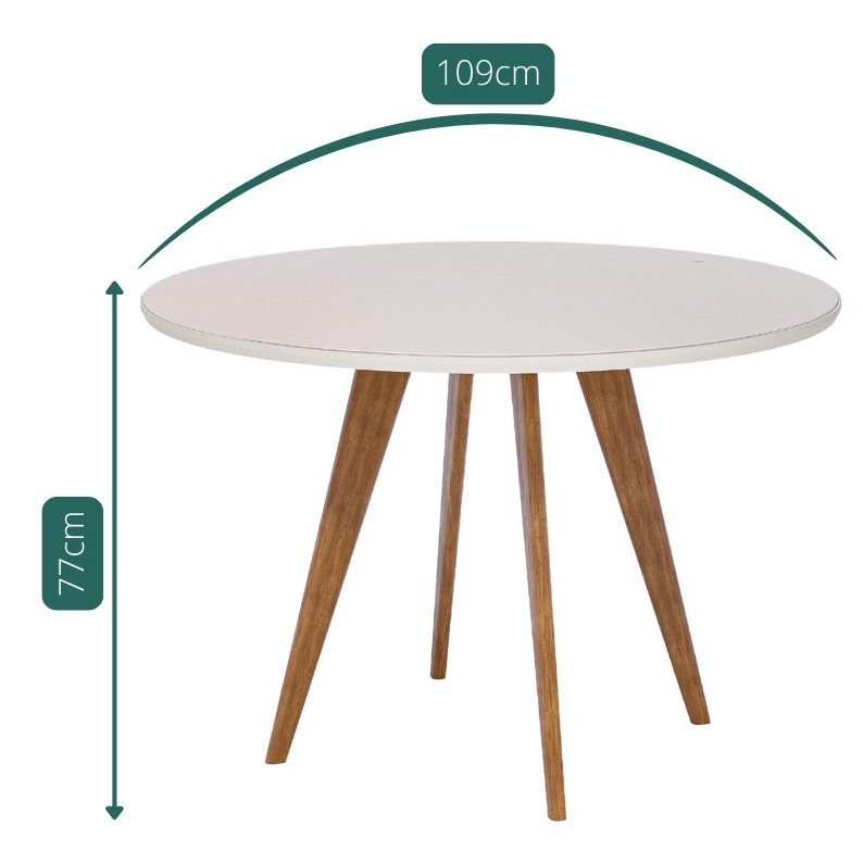 Mesa Redonda Acerola 109 (C/Vidro) Madeira/Off White - CIMOL - Imagem 4