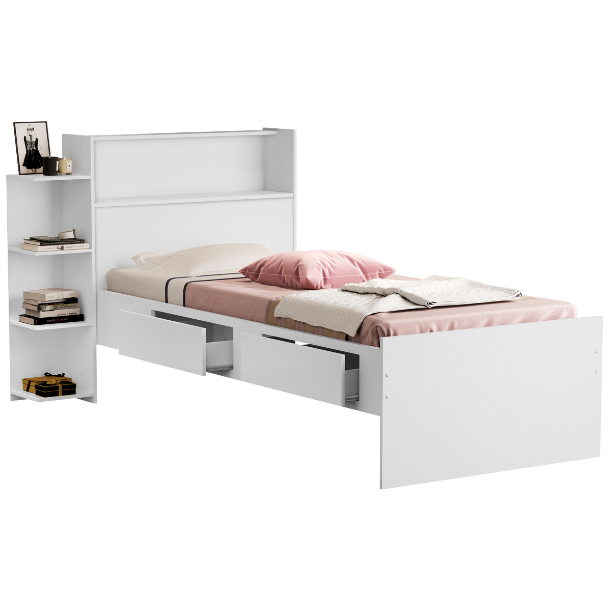 Cama Solteiro Baú Isa Branco - MADEC MÓVEIS - Imagem 3