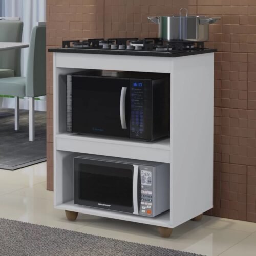 Balcão para Cooktop 4 Bocas Turim Branco - KAIKI MÓVEIS