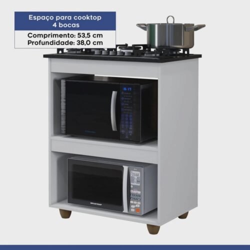 Alternative view of Balcão para Cooktop 4 Bocas Turim Branco - KAIKI MÓVEIS