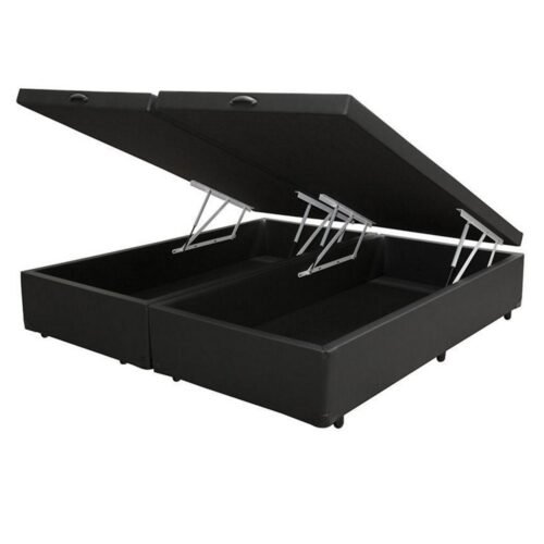 Base Box Queen Bau Corino Preto - BIOSTAR