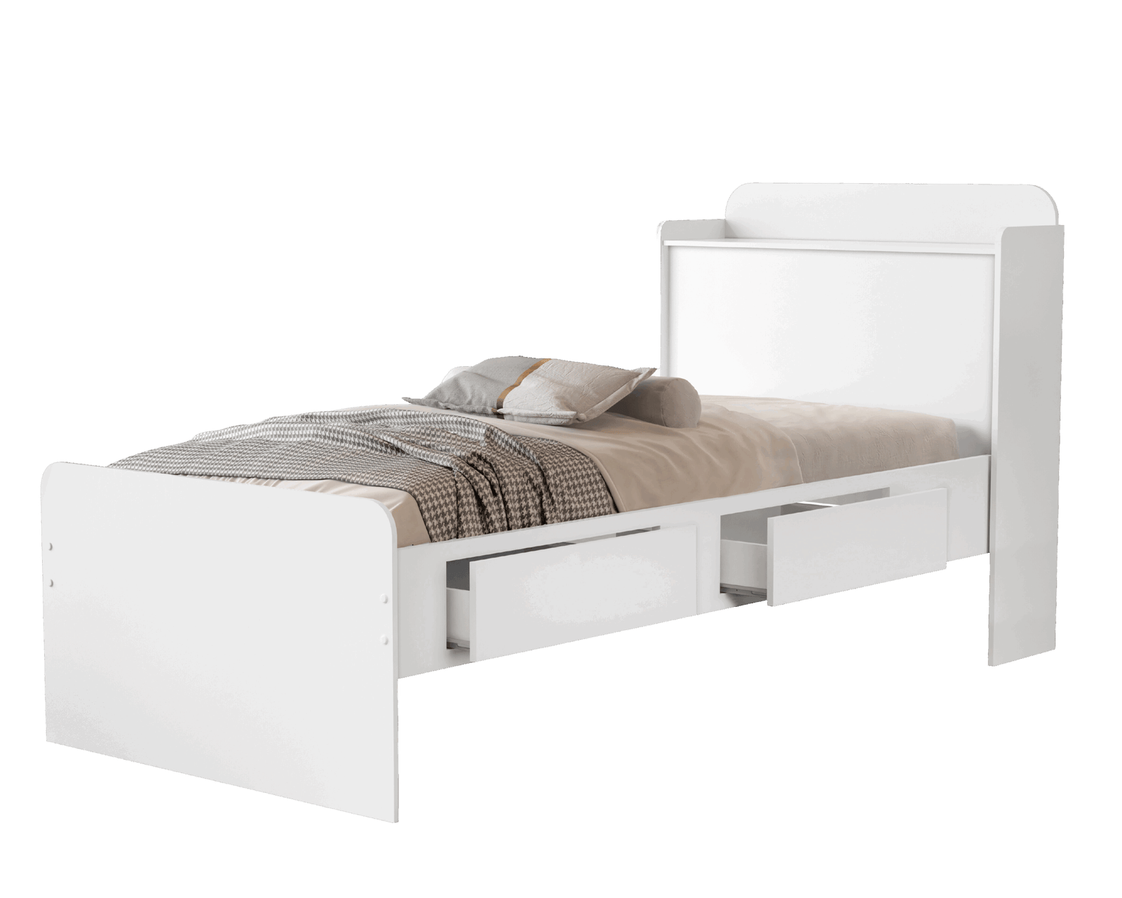 Cama Solteiro Baú Tamires Branco - MADEC MÓVEIS - Imagem 3