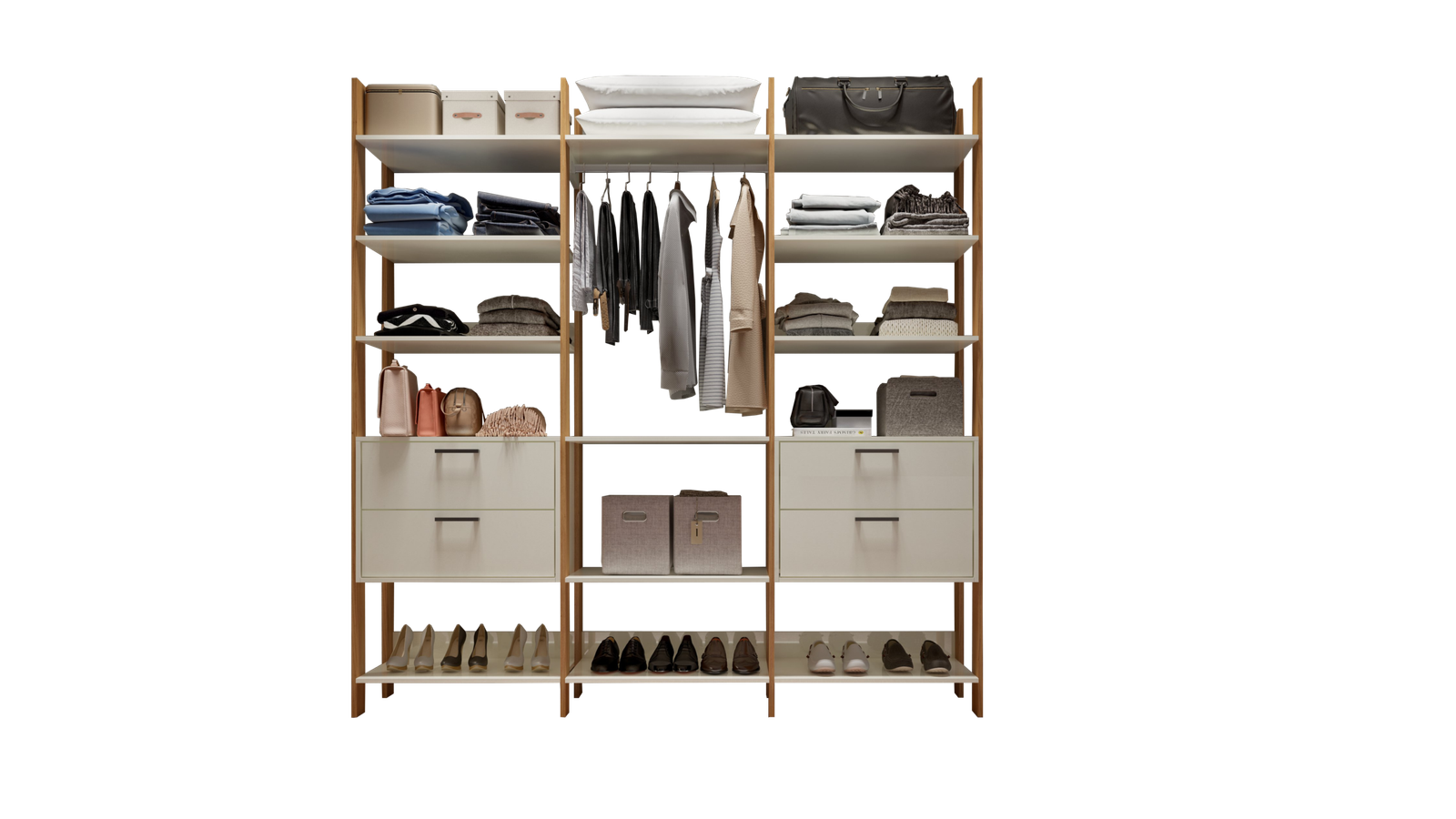 Closet 3 Torres TW404 2,175 m Off White/Freijó - DALLA COSTA - Imagem 2