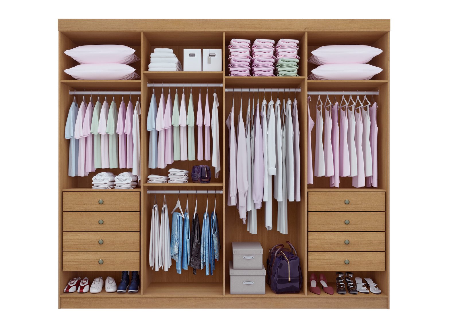 Guarda-Roupa 8 Portas Daymond 2,75 m Cinamomo/Off White/Ripado - D'DORO MÓVEIS - Imagem 3