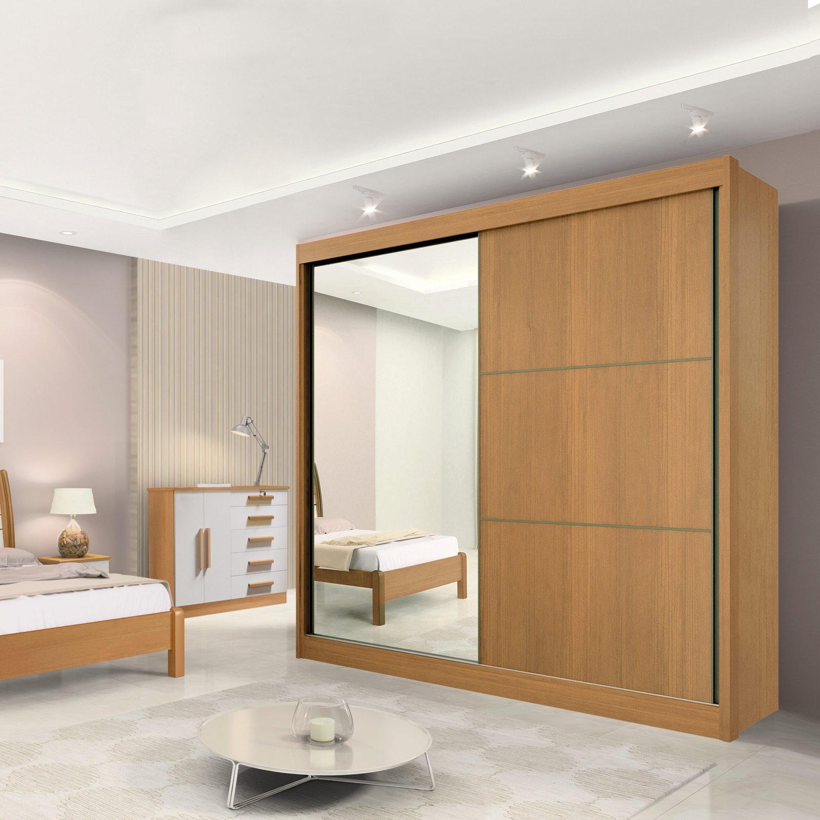 Guarda-Roupa 2 Portas Titanium 2,20 m Cinamomo/Off White/Cinamomo – D’DORO MÓVEIS - Imagem 3
