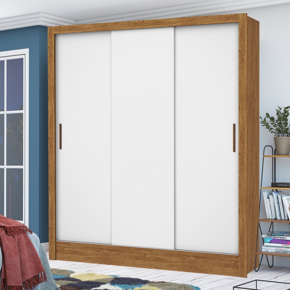 Guarda-Roupa 3 Portas Dubai/Santiago (Sem espelho) Cinamomo/Branco - CARIOCA MOVEIS