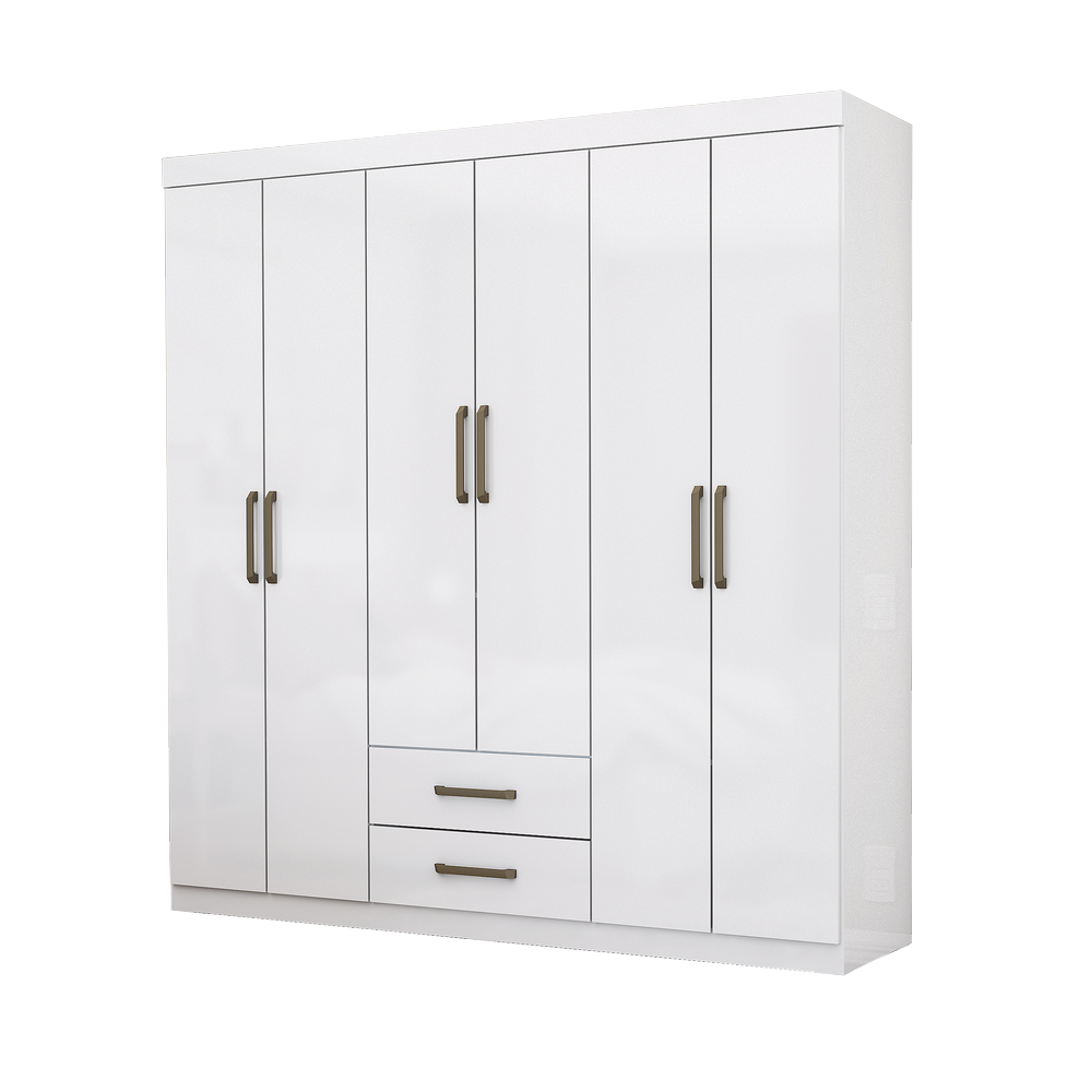 Guarda-Roupa 6 Portas(Sem Espelho/Sem Pes) Aries 1,53 m Branco - CARIOCA MOVEIS - Imagem 3
