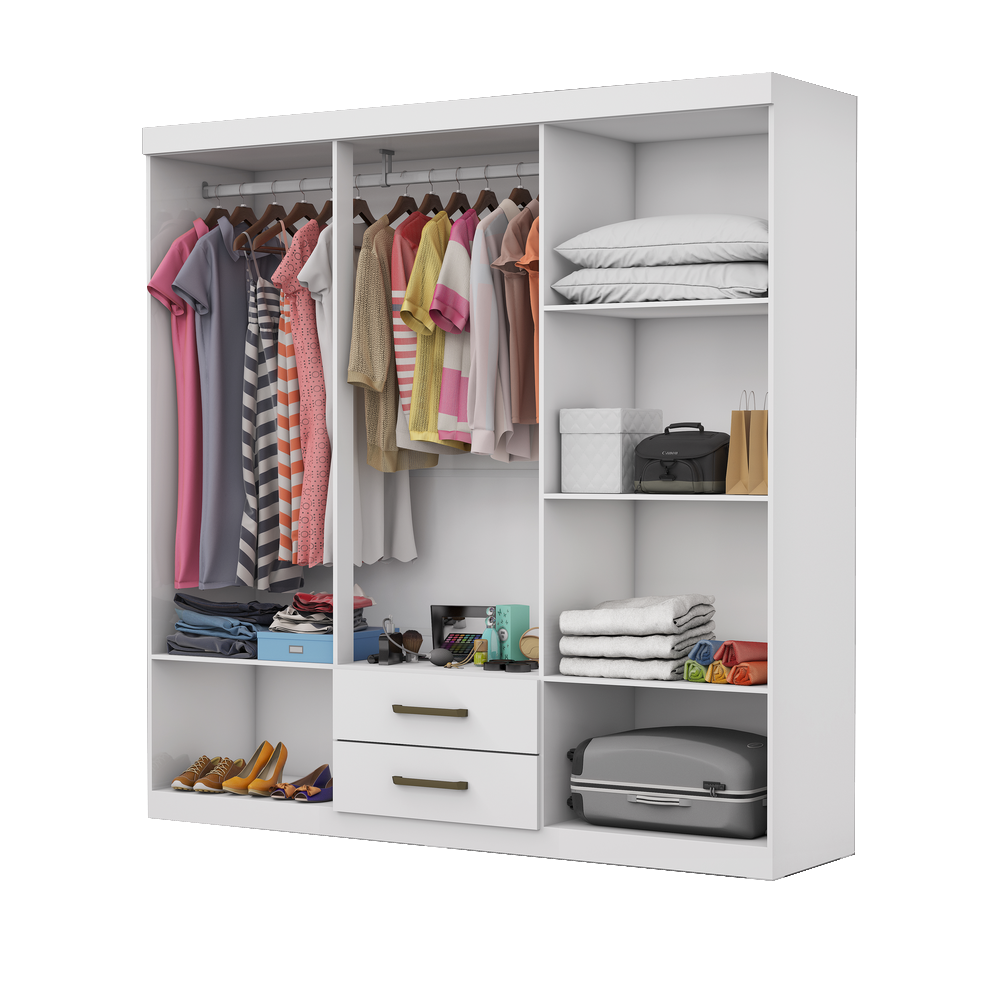 Guarda-Roupa 6 Portas(Sem Espelho/Sem Pes) Aries 1,53 m Branco - CARIOCA MOVEIS - Imagem 2
