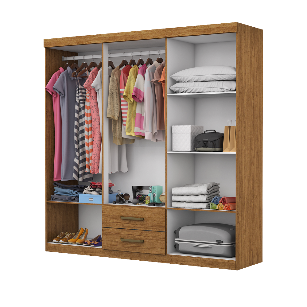 Guarda-Roupa 6 Portas(Sem Espelho/Sem Pés) Áries 1,53 m Cinamomo/Branco - CARIOCA MÓVEIS - Imagem 2