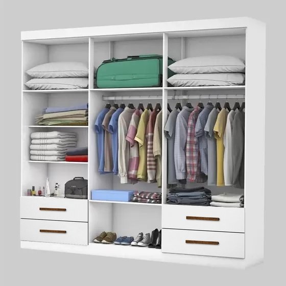 Guarda-Roupa 6 Portas Hércules (Sem espelho) 1,77 m Branco - CARIOCA MÓVEIS - Imagem 3