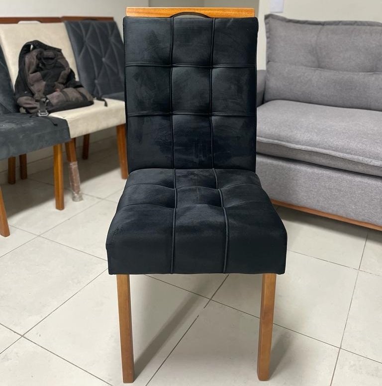 Mesa Amora BA35 160 Canela/Off White com 6 Cadeiras Sophia Veludo Preto – KAPPESBERG + WM DECOR - Imagem 2