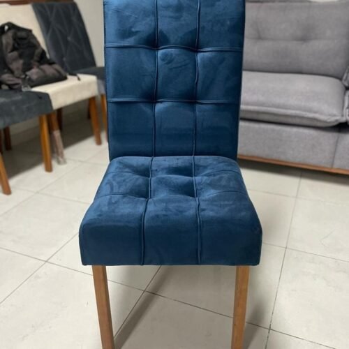 Alternative view of Mesa Apogeu (Tampo Maxi) 170 Amêndoa Clean/Off White com 6 Cadeiras Sophia Veludo Azul – LOPAS + WM DECOR