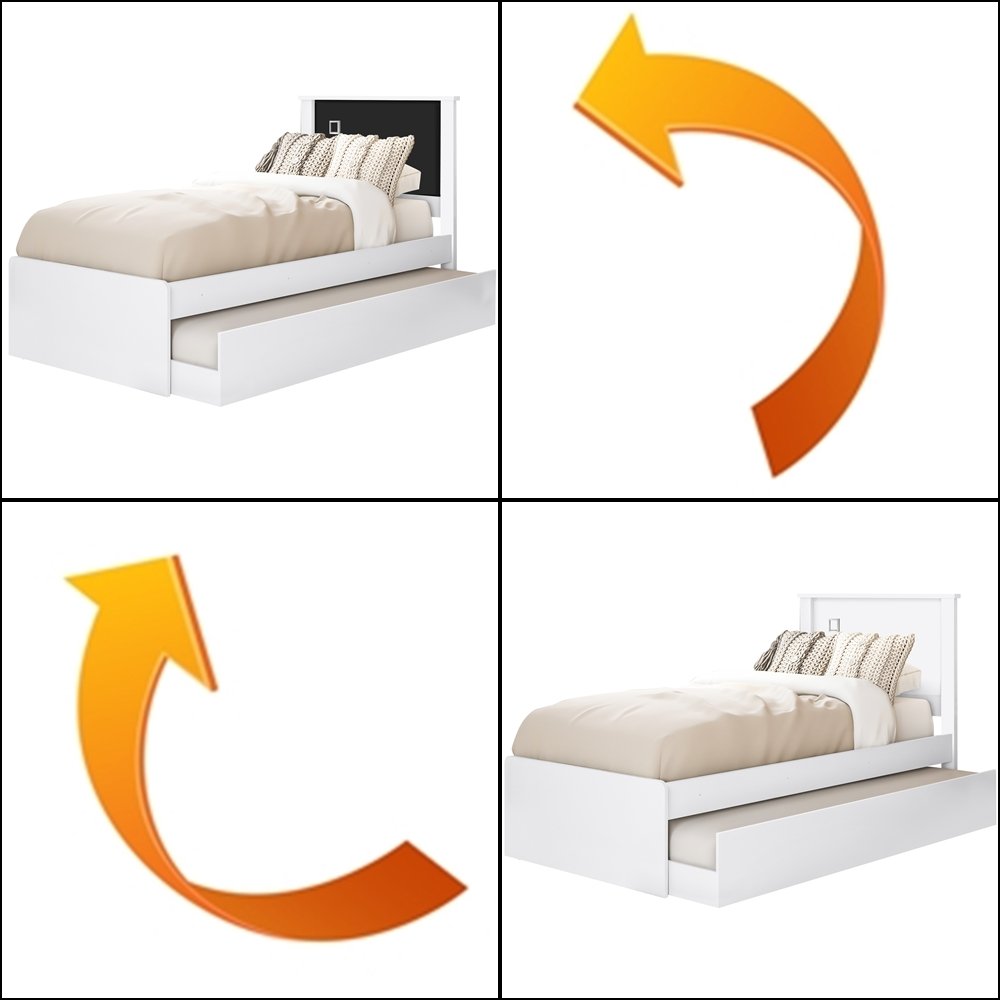Cama Solteiro Barcelona + Auxiliar Branco/Preto/Branco - TEBARROT DO BRASIL - Imagem 2