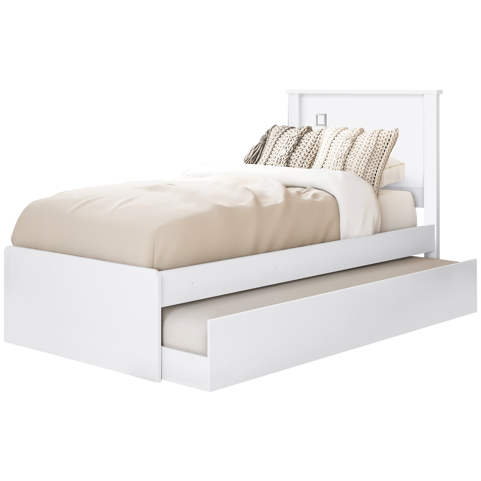 Cama Solteiro Barcelona + Auxiliar Branco/Preto/Branco - TEBARROT DO BRASIL - Imagem 7
