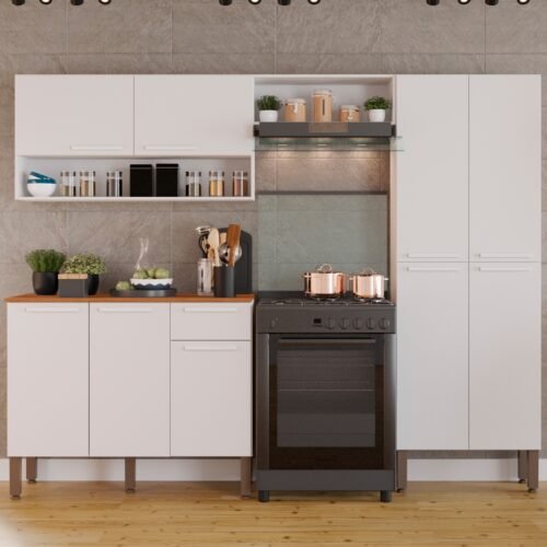 Cozinha Completa com Balcão Madri Branco - SALLÊTO