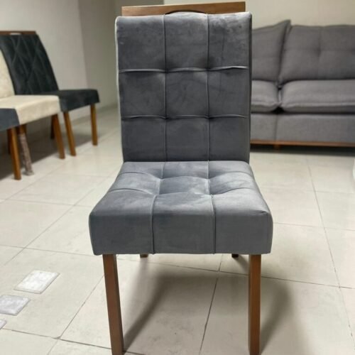 Alternative view of Mesa Classic 120 Cinamomo/Off White com 4 Cadeiras Sophia Veludo Cinza Grafite – CEL MÓVEIS + WM DECOR