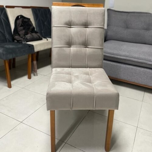 Alternative view of Mesa Redonda Celebrare 100 Amêndoa Clean/Off White com 4 Cadeiras Sophia Veludo Bege – LOPAS + WM DECOR
