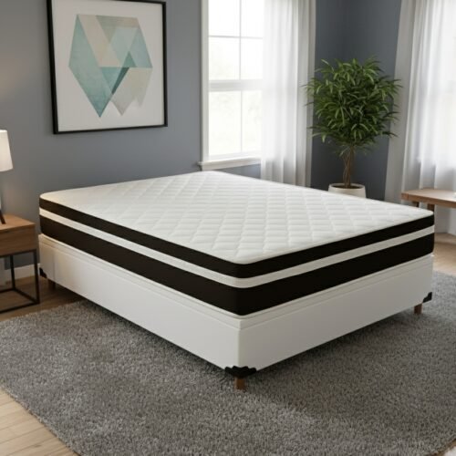 Colchão Casal Bio Classic D28 + Base Box Simples Corino Branco – BIOSTAR/BIOFLEX