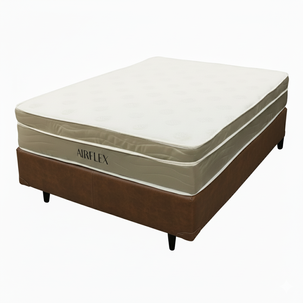 Colchão Casal Airflex D33 + Base Box Simples Corino Marrom – BIOSTAR/BIOFLEX - Imagem 2