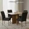 Mesa Pérola 90 Imbuia Mel (Tampo Viena s/vidro) com 4 Cadeiras Sophia Veludo Preto – CARVALHO DECOR + WM DECOR