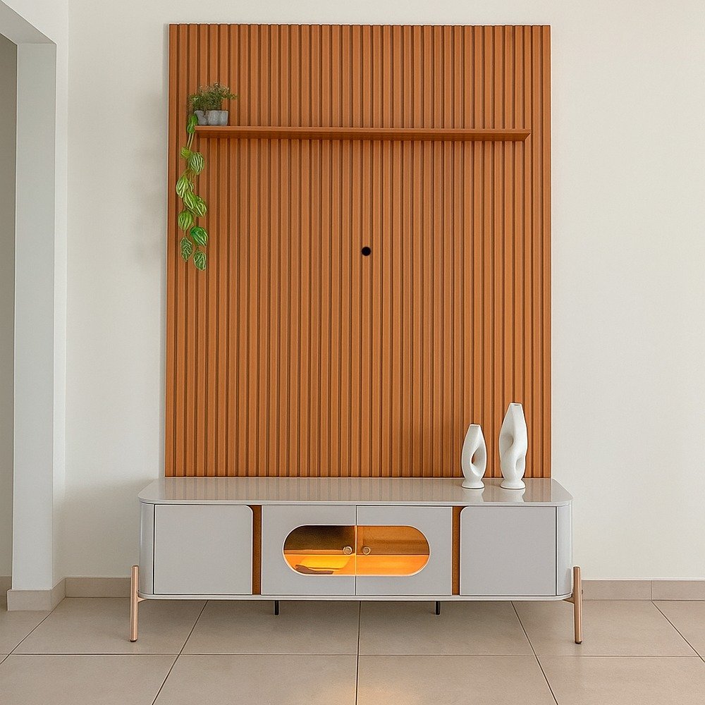 Painel até 75″ Arbo 1.9 Cedro + Rack Juquehy Off White/Naturale – EDN MÓVEIS + BECHARA - Imagem 5