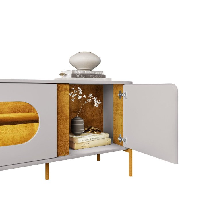 Painel até 75″ Arbo 1.9 Cedro + Rack Juquehy Off White/Naturale – EDN MÓVEIS + BECHARA - Imagem 3