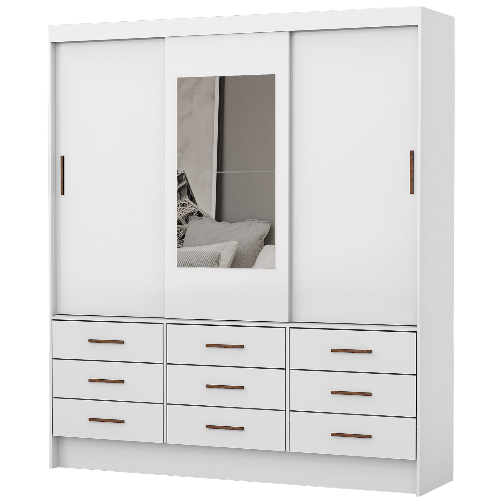 Guarda-Roupa 3 Portas Sevilha (Com espelho) 1,62 m Branco – CARIOCA MOVEIS - Imagem 5