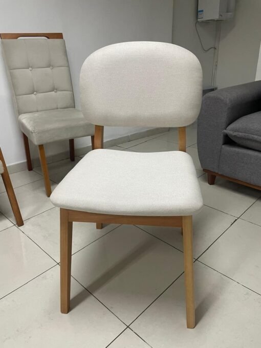 Mesa Sintonia (Tampo Maxi) 120 Amêndoa Clean/Off White com 4 Cadeiras Gaya Linho Bege 01 – LOPAS + J SILVA MÓVEIS - Imagem 3