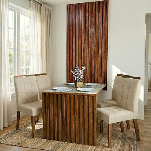Mesa Cancun 120 Cinamomo/Off White com 4 Cadeiras Sophia Linho Bege 200 – CEL MÓVEIS + WM DECOR