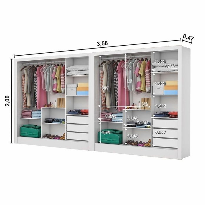 Closet Dubai/Santiago 1,79 m x 1,79 m Branco – CARIOCA MÓVEIS - Imagem 2