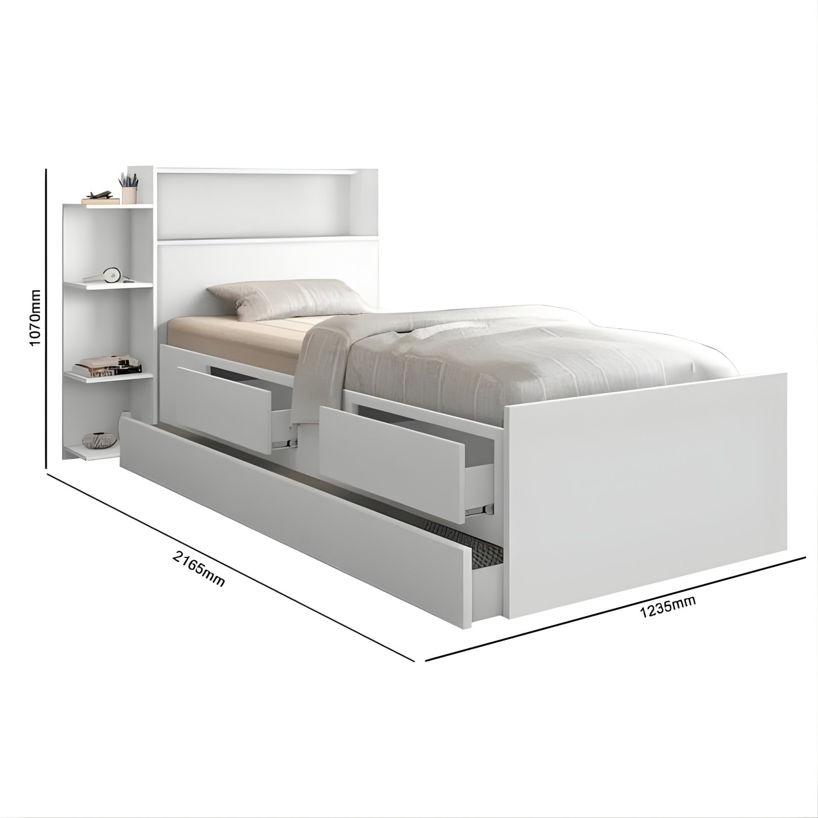 Cama Solteiro Baú Isa + Auxiliar Mili Branco – MADEC MÓVEIS - Imagem 4