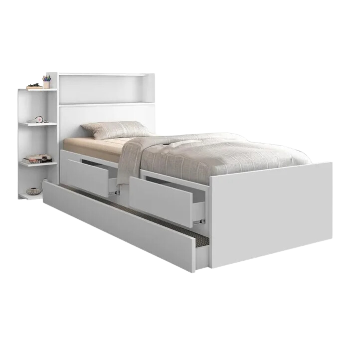 Cama Solteiro Baú Isa + Auxiliar Mili Branco – MADEC MÓVEIS - Imagem 5
