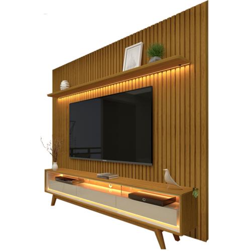 Alternative view of Painel até 85″ Nobre 230 Naturale + Rack Requinte 212 Naturale/Off White – GELIUS