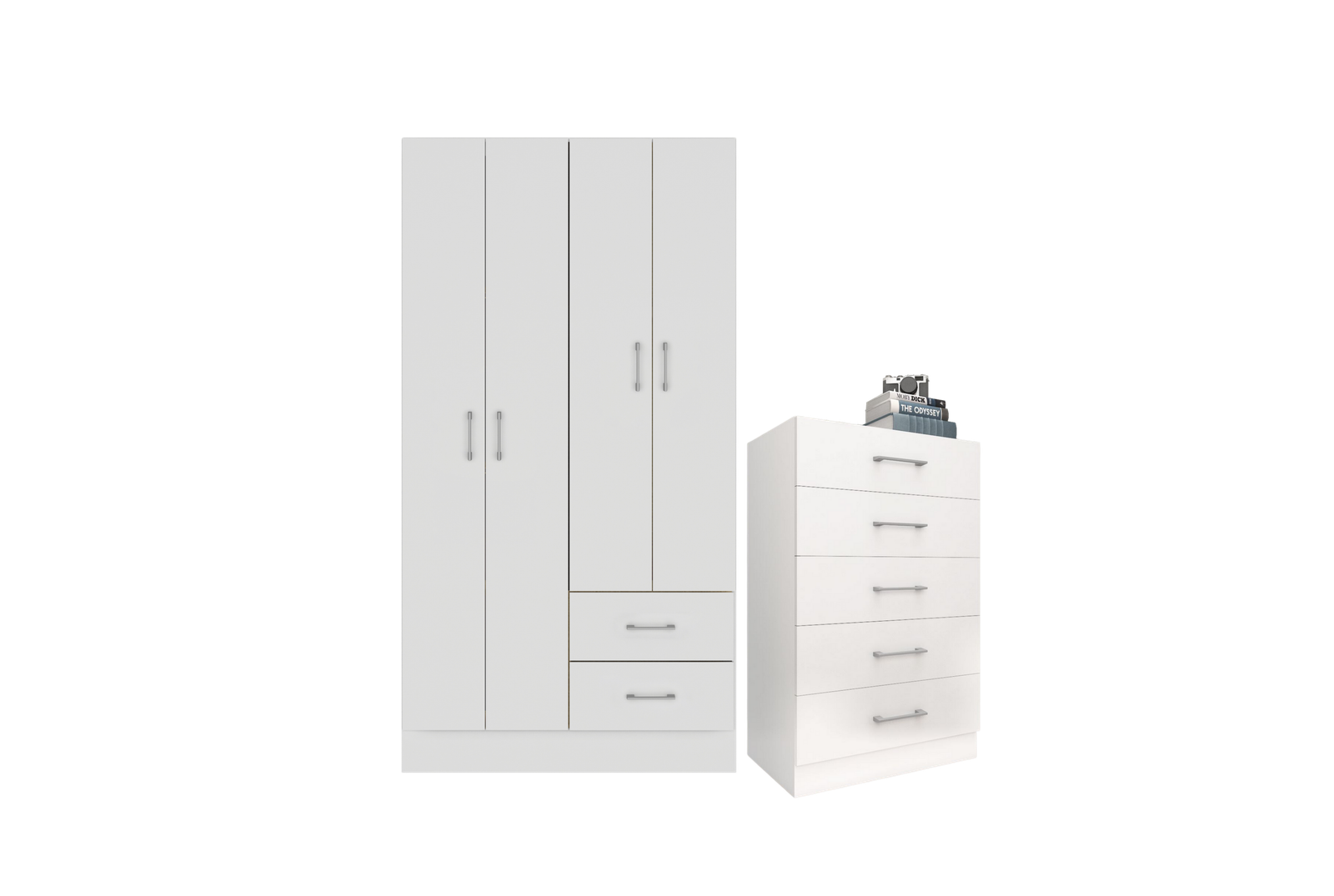 Guarda-Roupa 4 Portas Panamá 4002 + Cômoda 5 Gavetas Aruba Branco – FELLICCI - Imagem 2