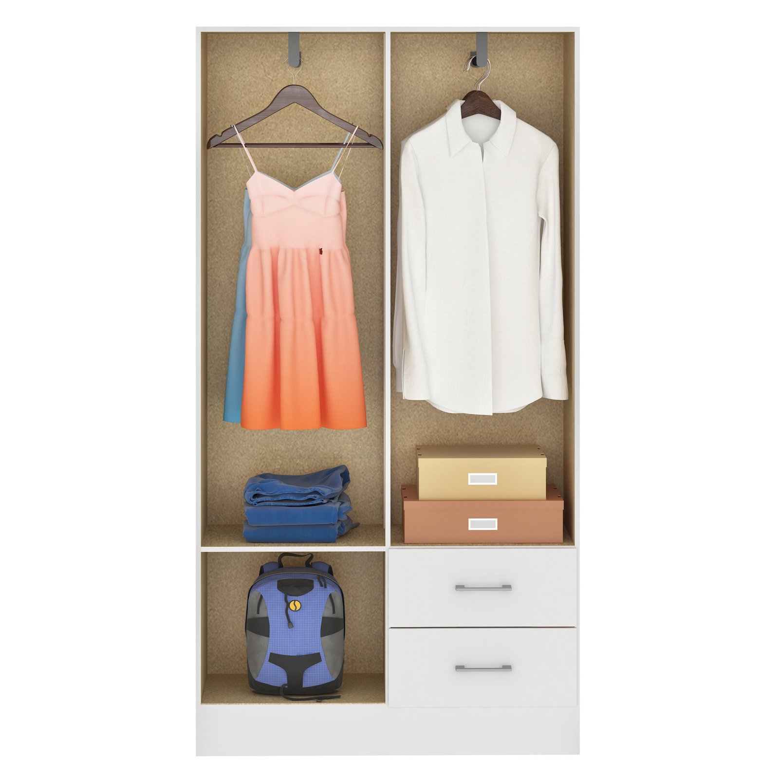 Guarda-Roupa 4 Portas Panamá 4002 + Cômoda 5 Gavetas Aruba Branco – FELLICCI - Imagem 3