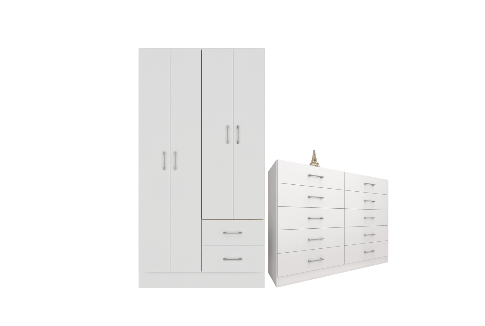 Guarda-Roupa 4 Portas Panamá 4002 + Cômoda 10 Gavetas Caribe Branco – FELLICCI - Imagem 2