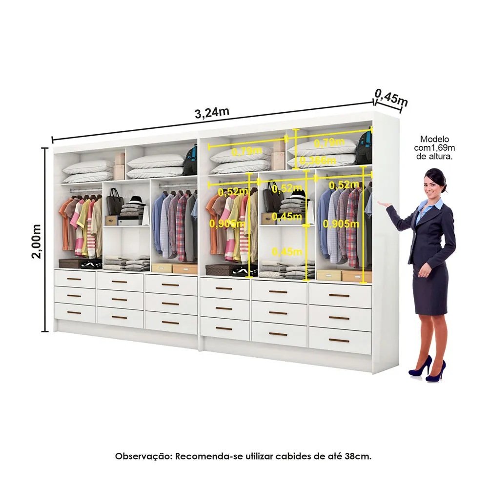 Closet Sevilha 1,62 m x 1,62 m Branco – CARIOCA MÓVEIS - Imagem 2