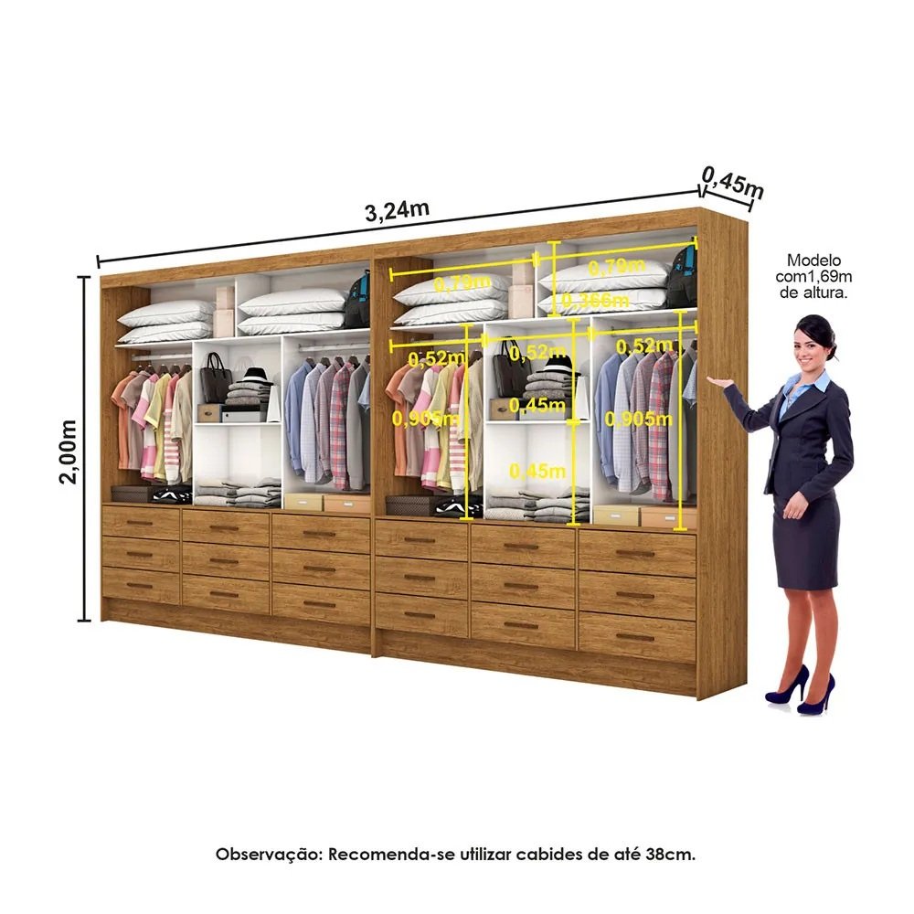Closet Sevilha 1,62 m x 1,62 m Cinamomo – CARIOCA MÓVEIS - Imagem 2