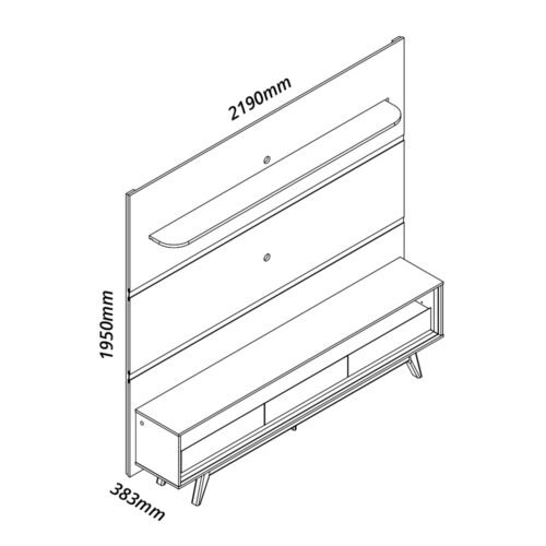 Alternative view of Painel até 85″ Royal 220 Off White + Rack Requinte 212 Naturale/Off White – GELIUS