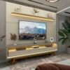 Painel até 85″ Royal 220 Off White + Rack Requinte 212 Cinza/Off White – GELIUS
