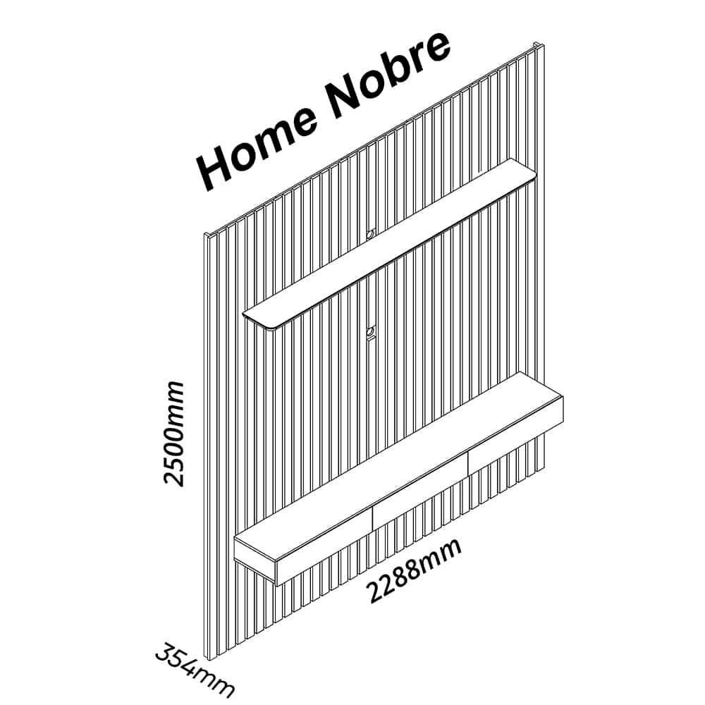 Home até 85″ Nobre Ripado 230(Com Nicho) Naturale/Off White – GELIUS - Imagem 3