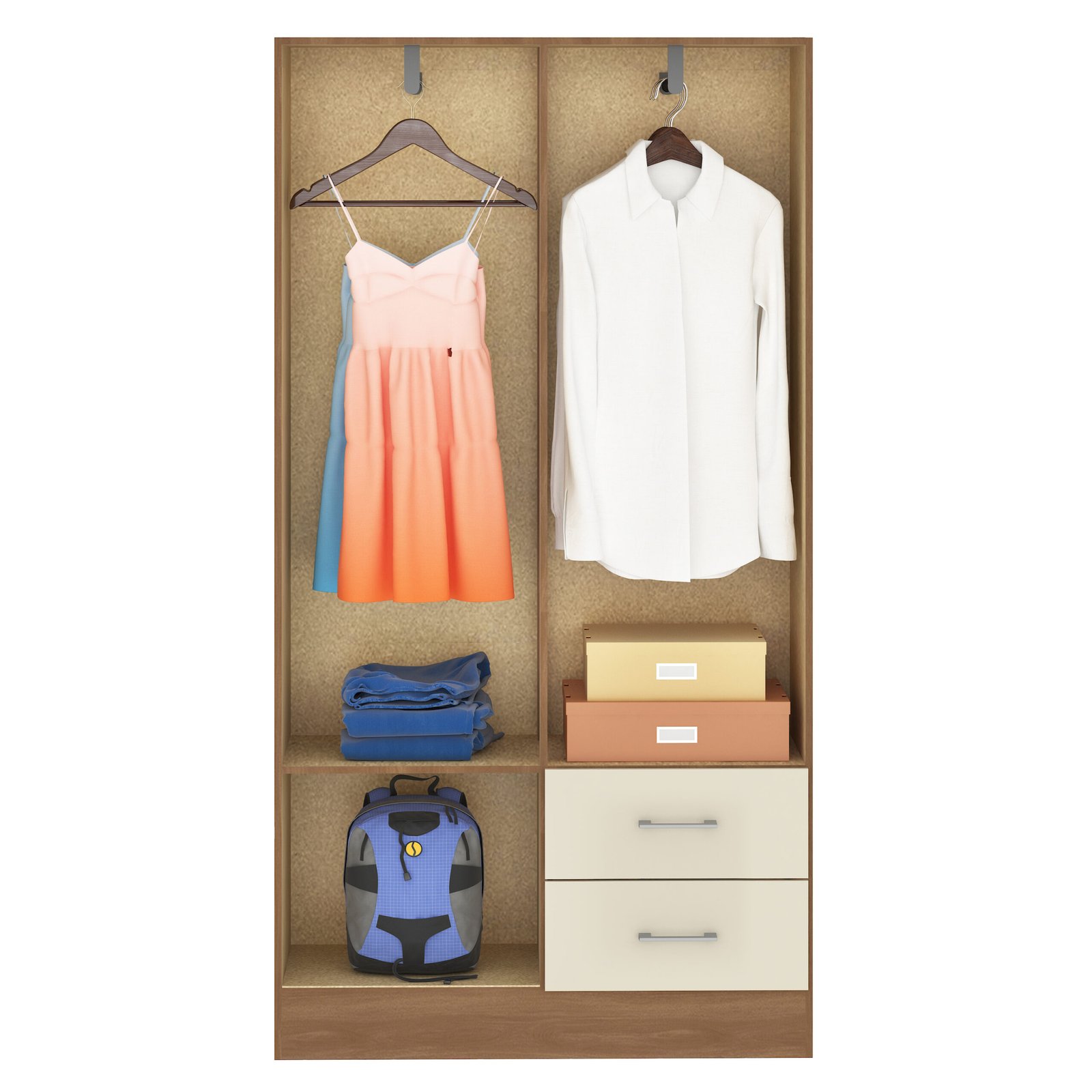 Guarda-Roupa 4 Portas Panamá 4002 + Cômoda 10 Gavetas Caribe Cinamomo/Off White – FELLICCI - Imagem 3