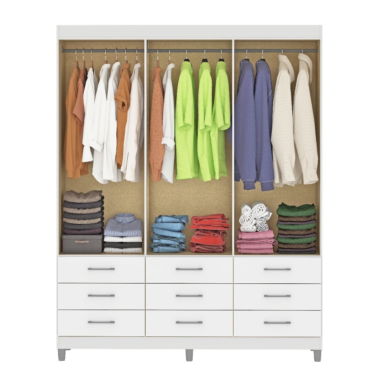 Guarda-Roupa 6 Portas Paraty 3690 + Cômoda 10 Gavetas Caribe Branco - FELLICCI - Imagem 2