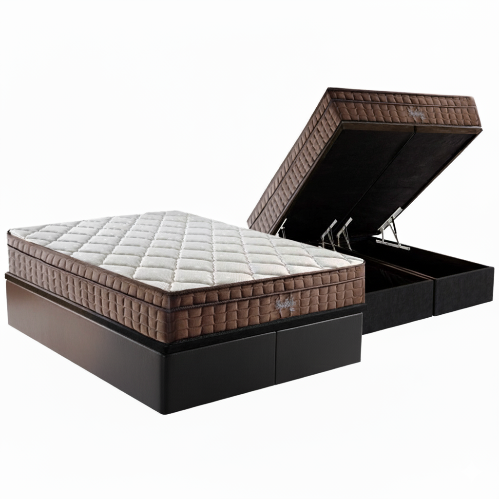 Colchão Queen Star One D28/AG D70 + Base Box Baú Corino Preto – ANJOS COLCHÕES + ALTO NÍVEL CAMAS E COLCHÕES - Imagem 2